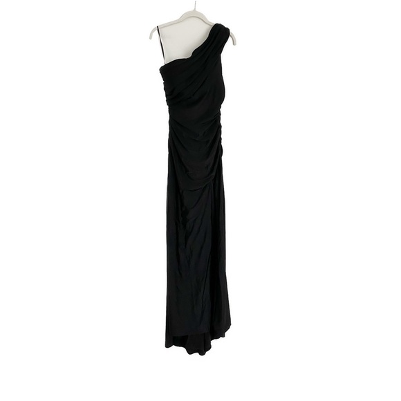 La Femme One-Shoulder Ruched Side Slit Formal Dress Black Size 10 NWT - Picture 4 of 5